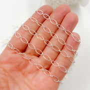 Sterling Silver Twisted Oval & Round Link Chain